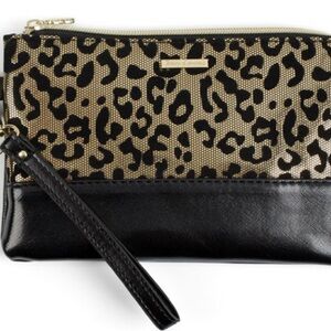 Juicy Couture Black and Gold Charging Animal Print Wristlet/Makeup Bag- NWOT